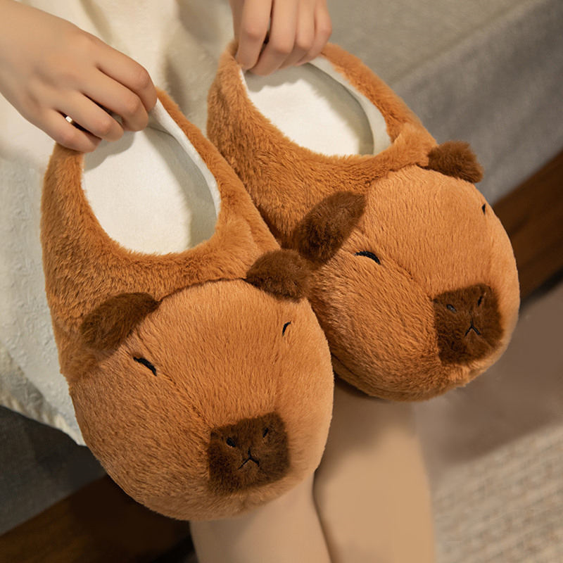 Cute Cotton Capybara Slippers for Winter